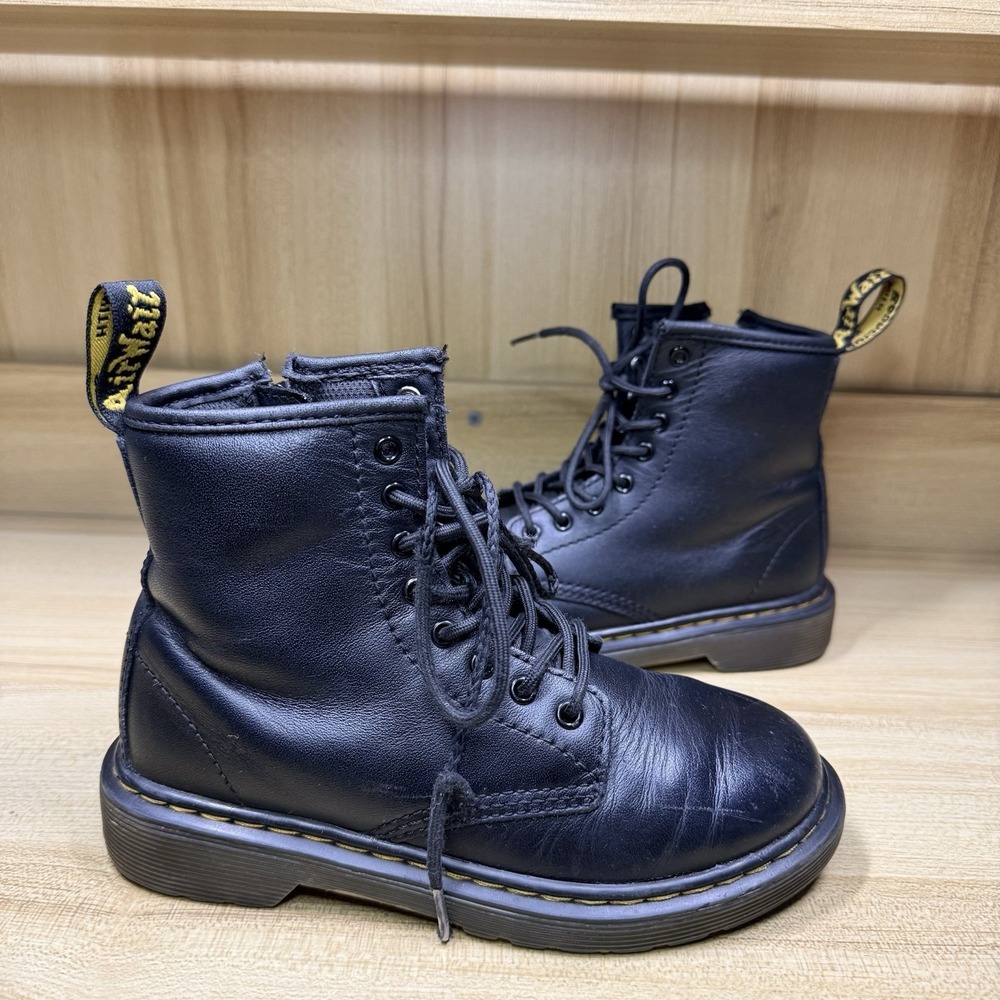 Doc Martens 1460J Black‎ Leather Combat Boots Unisex Black Size 1 READ - Picture 2 of 13